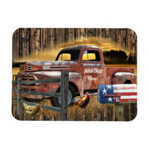 Antique Red Lastbil Vintage Red Lastbil Farm Lastb Magnet