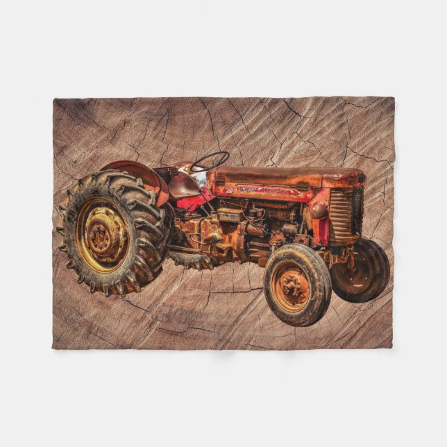 Antique Red Tractor Fleecefilt (Framsidan (Horisontell))