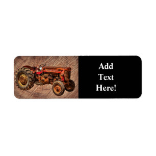 Antique Red Tractor Label Returadress Etikett