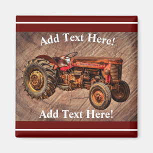 Antique Red Tractor Magnet