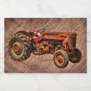 Antique Red Tractor Mat Etiketter