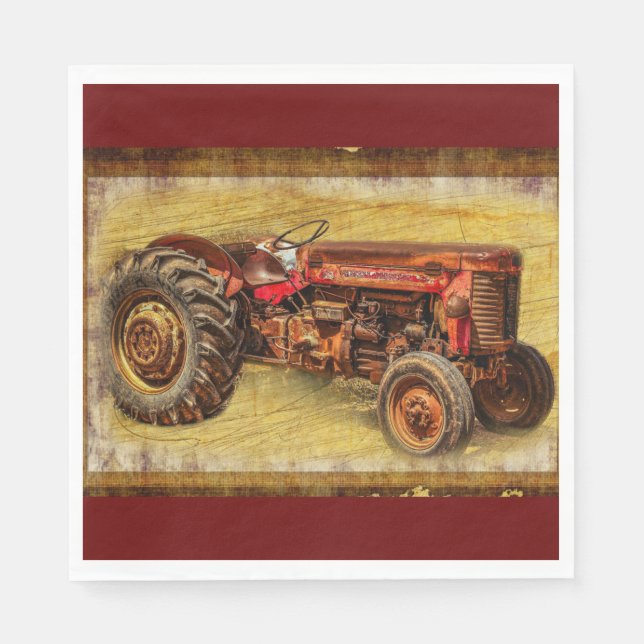 Antique Red Tractor Pappersservett (Framsidan)