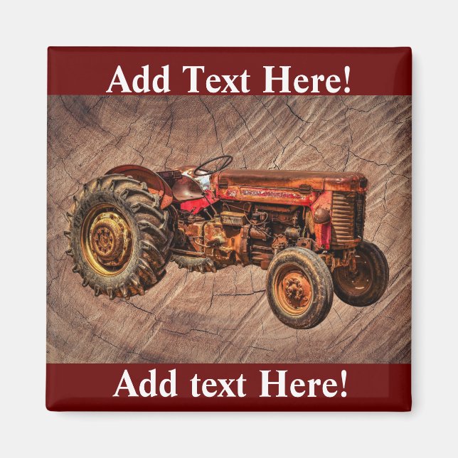 Antique Red Tractor Red Tactor Farm Tractor Magnet (Framsidan)