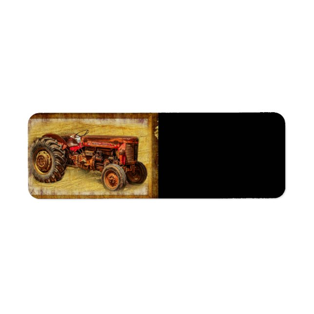 Antique Red Tractor Returadress Etikett (Framsidan)