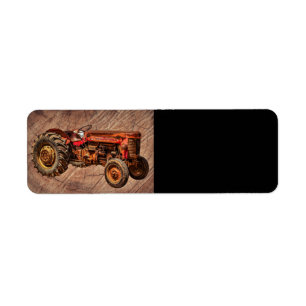 Antique Red Tractor Returadress Etikett