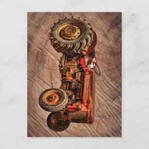 Antique Red Tractor Vykort