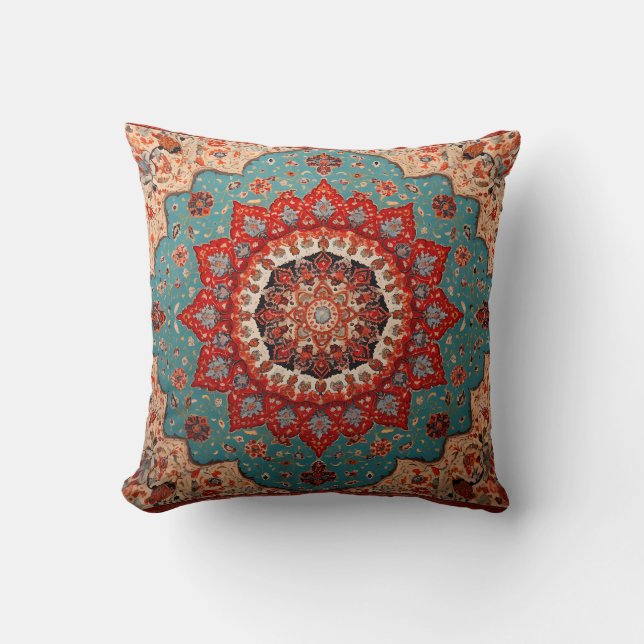 Antique Red Turcos Oriental Turkik Kilim Matta Kudde (Framsida)