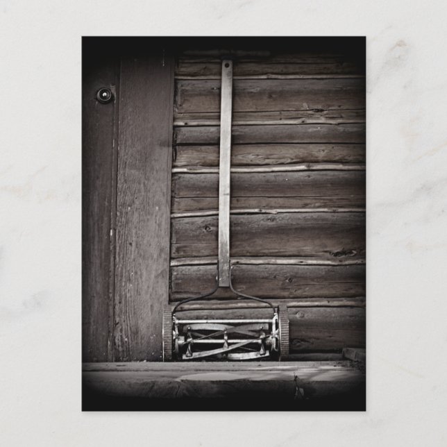 Antique Reel Push Lawnmower Vykort (Framsida)