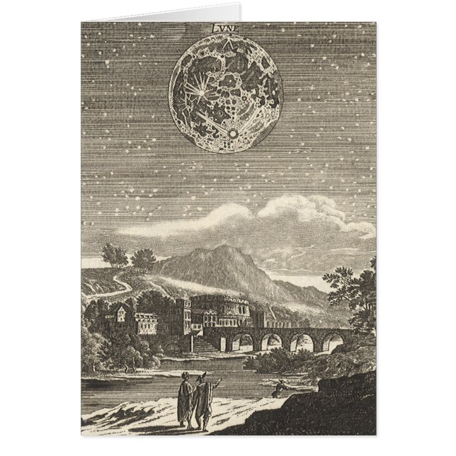Antique Renaissance Era Måne efter Allain Mallet Hälsningskort (Framsidan)