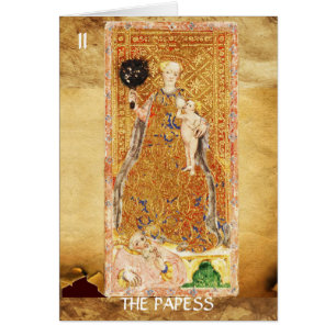 ANTIQUE RENAISSANCE TAROOT 2/ PAPPESS - CHARITY HÄLSNINGSKORT
