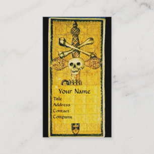 ANTIQUE RENAISSANCE TAROS,ACE OF SWORDS Gult Visitkort