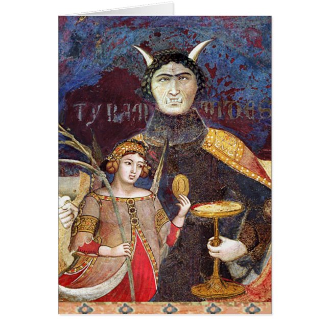 ANTIQUE RENAISSANCE TAROT 15/ DJÄVULEN Conceit-det Hälsningskort (Framsidan)