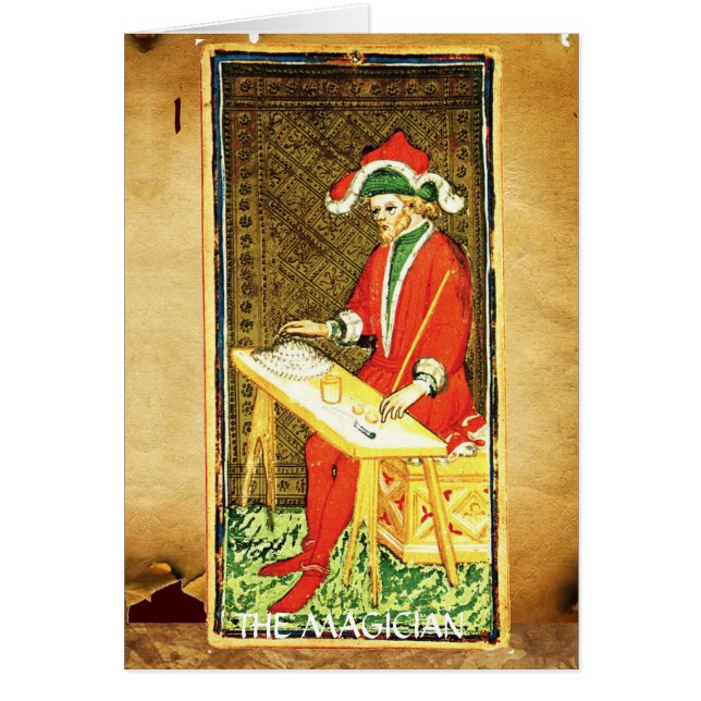 ANTIQUE RENAISSANCE TAROT 1 / MAGICIAN HÄLSNINGSKORT (Framsidan)