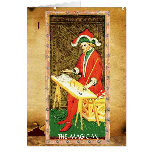 ANTIQUE RENAISSANCE TAROT 1 / MAGICIAN HÄLSNINGSKORT (Framsidan)