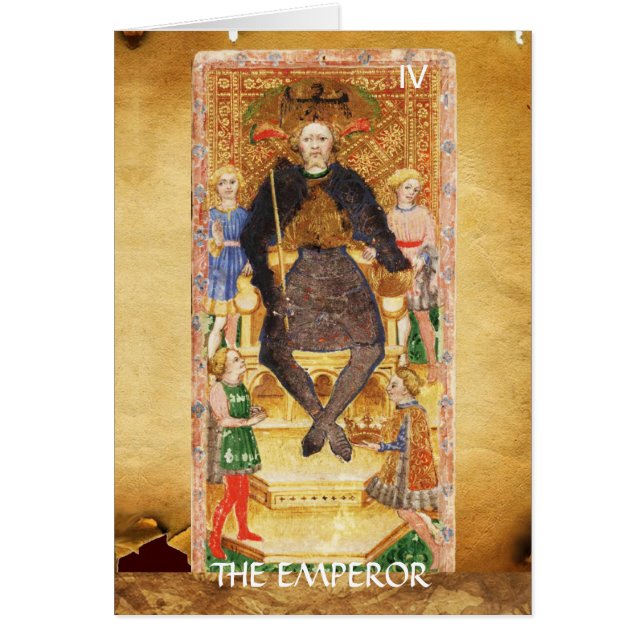 ANTIQUE RENAISSANCE TAROT 4 / EMPEROR HÄLSNINGSKORT (Framsidan)