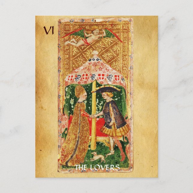 ANTIQUE RENAISSANCE TAROT 5 / ÄLSKARE VYKORT (Framsida)
