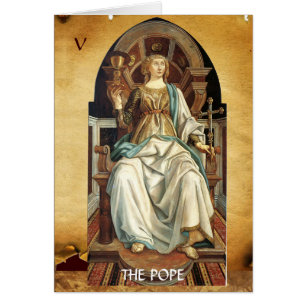 ANTIQUE RENAISSANCE TAROT 5/ POPE HÄLSNINGSKORT