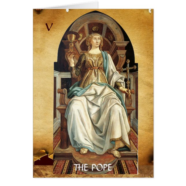 ANTIQUE RENAISSANCE TAROT 5/ POPE HÄLSNINGSKORT (Framsidan)