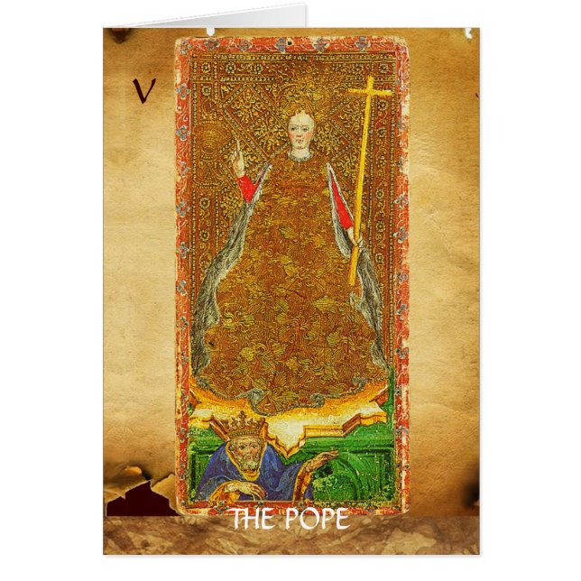 ANTIQUE RENAISSANCE TAROT 5 / POPE HÄLSNINGSKORT (Framsidan)