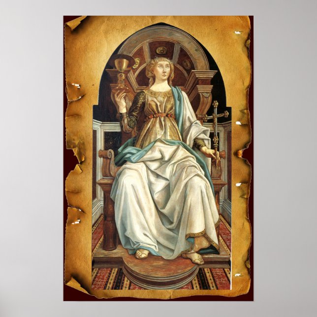 ANTIQUE RENAISSANCE TAROT 5/ POPE Parchment Poster (Framsidan)