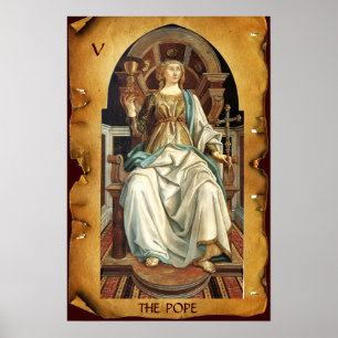 ANTIQUE RENAISSANCE TAROT 5/ POPE Parchment Poster