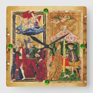 ANTIQUE RENAISSANCE TAROT 6 / ÄLSKARE FYRKANTIG KLOCKA