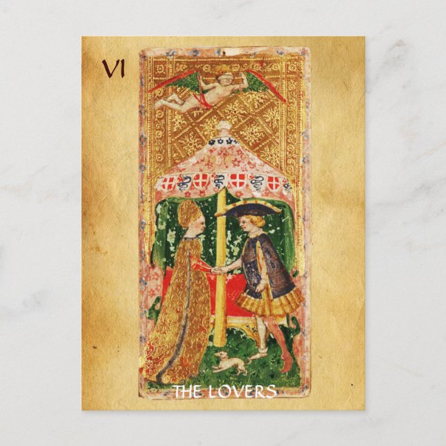 ANTIQUE RENAISSANCE TAROT 6 / ÄLSKARE VYKORT (Framsida)