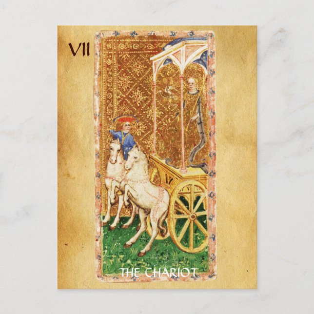 ANTIQUE RENAISSANCE TAROT 7 / CHARIOT VYKORT (Framsida)