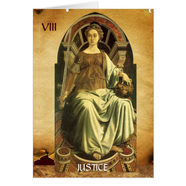 ANTIQUE RENAISSANCE TAROT 8/JUSTICE HÄLSNINGSKORT (Framsidan)