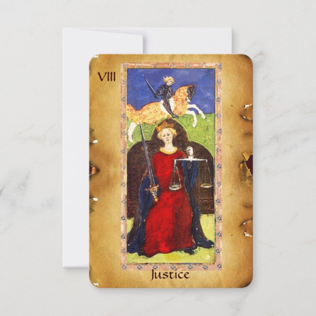 ANTIQUE RENAISSANCE TAROT 8/JUSTICE MEDDELANDE (Framsida)