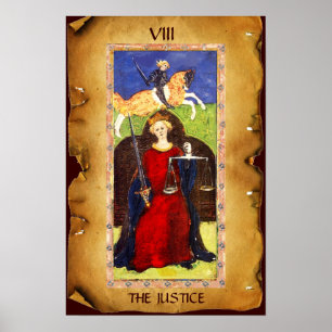 ANTIQUE RENAISSANCE TAROT 8 / JUSTICE POSTER
