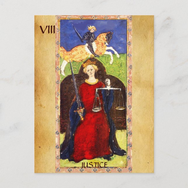 ANTIQUE RENAISSANCE TAROT 8/JUSTICE VYKORT (Framsida)
