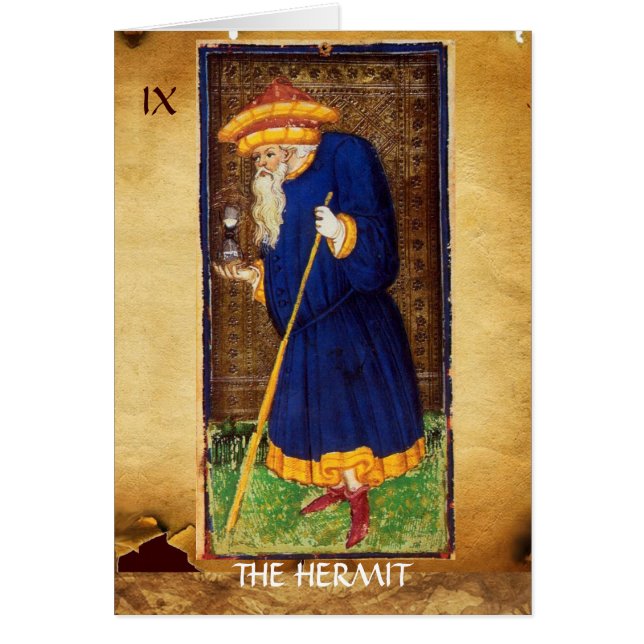 ANTIQUE RENAISSANCE TAROT 9 / HERMIT HÄLSNINGSKORT (Framsidan)