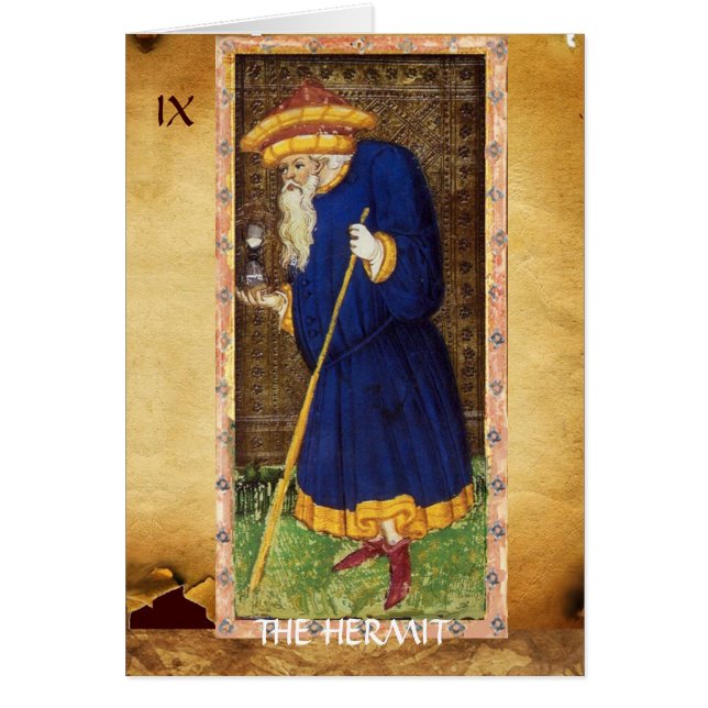 ANTIQUE RENAISSANCE TAROT 9 / HERMIT HÄLSNINGSKORT (Framsidan)