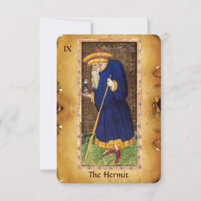 ANTIQUE RENAISSANCE TAROT 9 / HERMIT MEDDELANDE (Framsida)