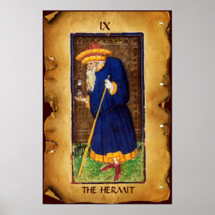 ANTIQUE RENAISSANCE TAROT 9 / HERMIT POSTER