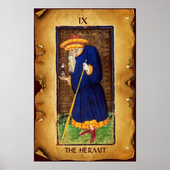 ANTIQUE RENAISSANCE TAROT 9 / HERMIT POSTER (Framsidan)