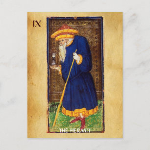 ANTIQUE RENAISSANCE TAROT 9 / HERMIT VYKORT