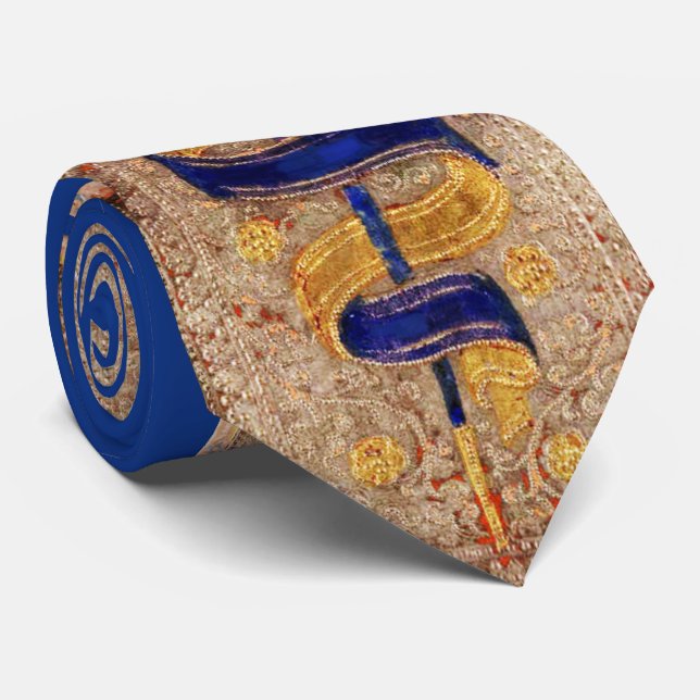 ANTIQUE RENAISSANCE TAROT,ACE AV SWORDS Guld Blue Slips (Rullad)