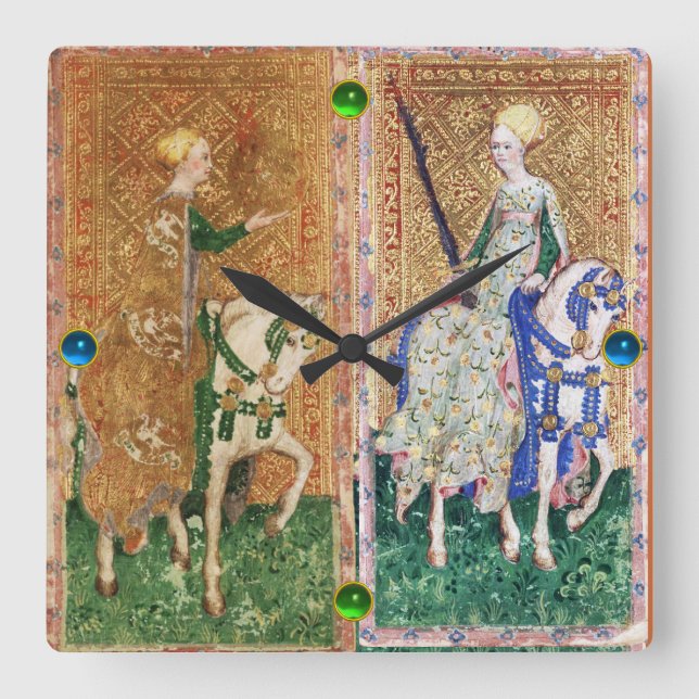 ANTIQUE RENAISSANCE TAROT/DAM OF MYNT AND SWORDS FYRKANTIG KLOCKA (Framsida)