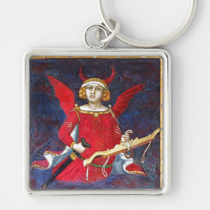 ANTIQUE RENAISSANCE TAROT,DJÄVULEN,Pridets detalji Fyrkantig Silverfärgad Nyckelring