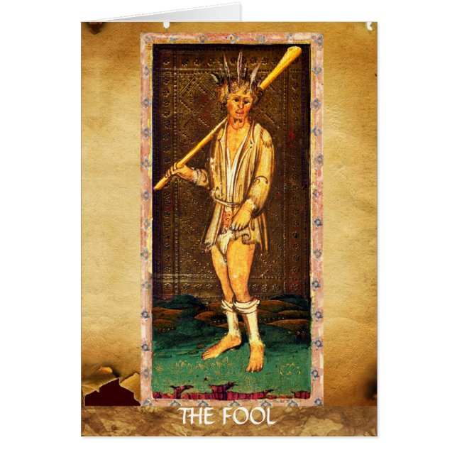 ANTIQUE RENAISSANCE TAROT/FOOL HÄLSNINGSKORT (Framsidan)