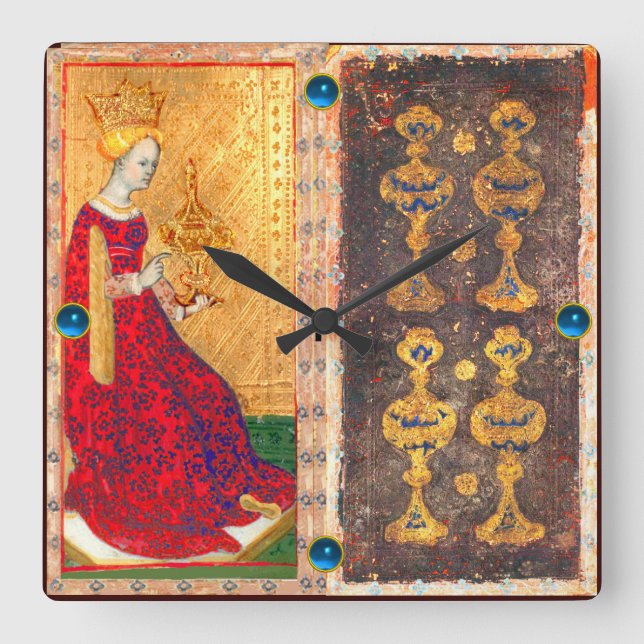 ANTIQUE RENAISSANCE TAROT/ FYRA OCH SÅ AV KOPP FYRKANTIG KLOCKA (Framsida)