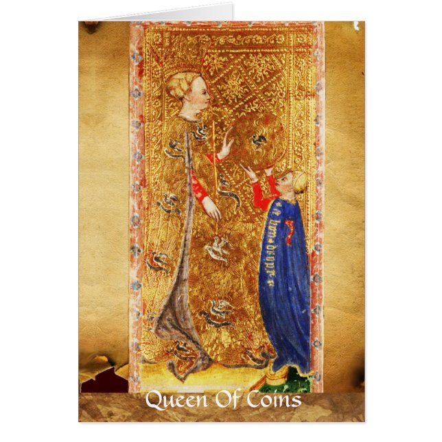 ANTIQUE RENAISSANCE TAROT/KUNG OCH QUEEN MYNT HÄLSNINGSKORT (Framsidan)