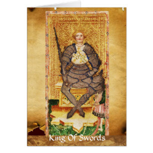 ANTIQUE RENAISSANCE TAROT/KUNG OCH QUEON OF SWORDS HÄLSNINGSKORT
