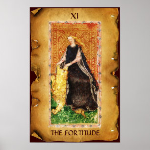 ANTIQUE RENAISSANCE TAROT THE FORTITUDE- STRENGHT POSTER