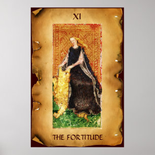 ANTIQUE RENAISSANCE TAROT THE FORTITUDE- STRENGHT POSTER