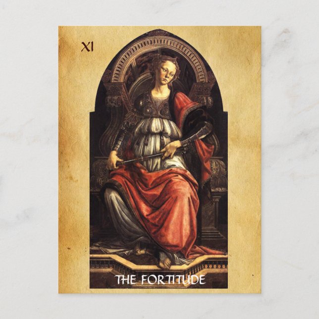 ANTIQUE RENAISSANCE TAROT THE FORTITUDE- STRENGHT VYKORT (Framsida)