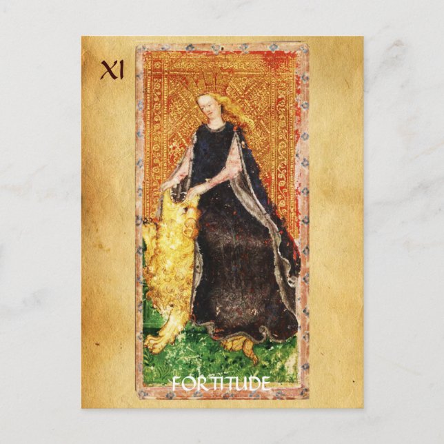 ANTIQUE RENAISSANCE TAROT THE FORTITUDE- STRENGHT VYKORT (Framsida)