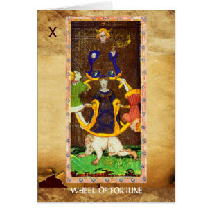 ANTIQUE RENAISSANCE TAROTS 10/WHEEL OF FORTUNE HÄLSNINGSKORT
